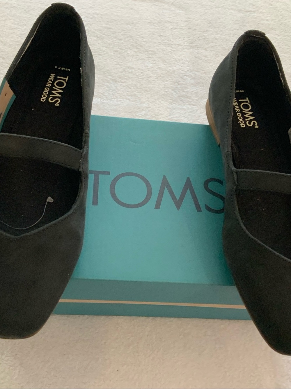 TOMS Black Mary Jane Style Flats size 7.5. With box. SKU 3077
